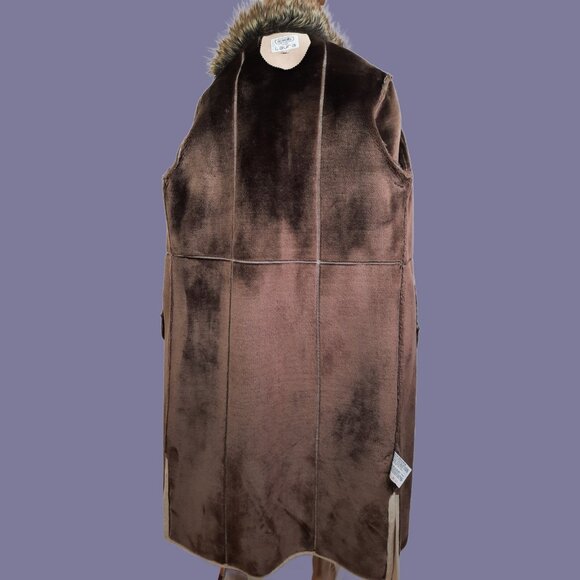 Vintage Penny Lane Coat 90s Y2K Beige Faux Fur Faux Suede Full length Size M - Picture 10 of 12